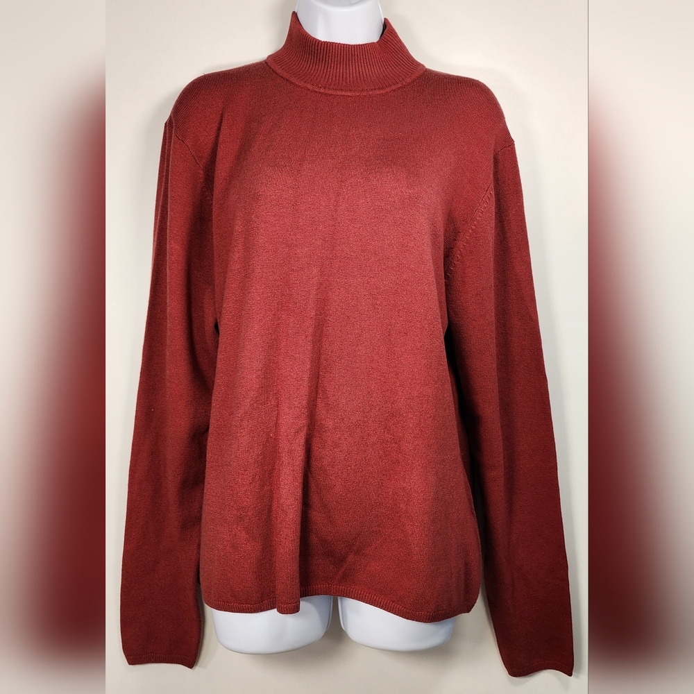Comfort Chic‎ 1X Silk Cashmere Blend Turtleneck Sweater Red